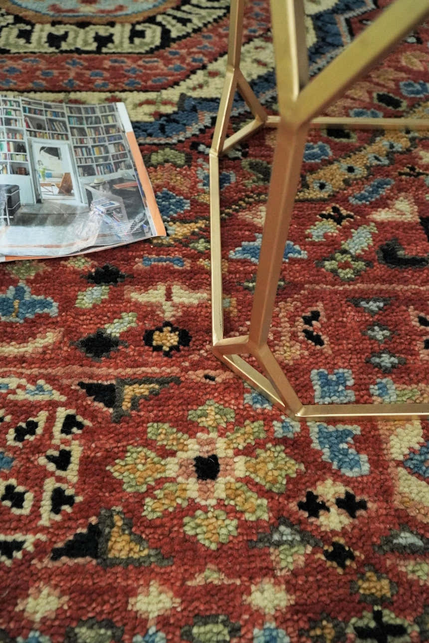 Hand Knotted Traditional Kazak Medallion Rust and Black Multi Size wool Area Rug