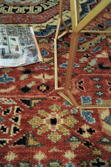 Hand Knotted Traditional Kazak Medallion Rust and Black Multi Size wool Area Rug