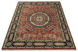 Hand Knotted Traditional Kazak Medallion Rust and Black Multi Size wool Area Rug
