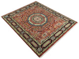 Hand Knotted Traditional Kazak Medallion Rust and Black Multi Size wool Area Rug