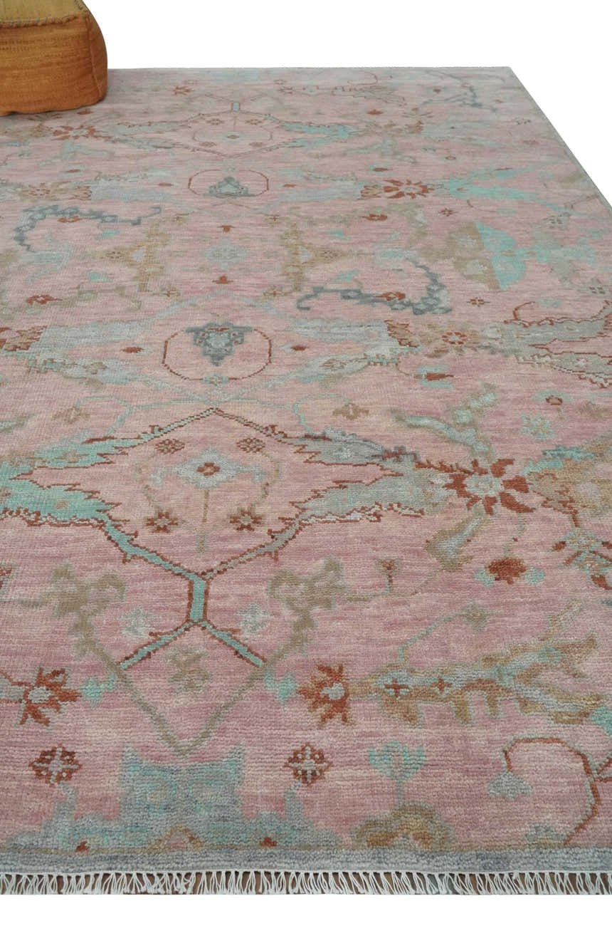 Hand Knotted Light Pink Oriental Oushak Multi Size Traditional Wool Area Rug, Living Room and Bedroom Rug