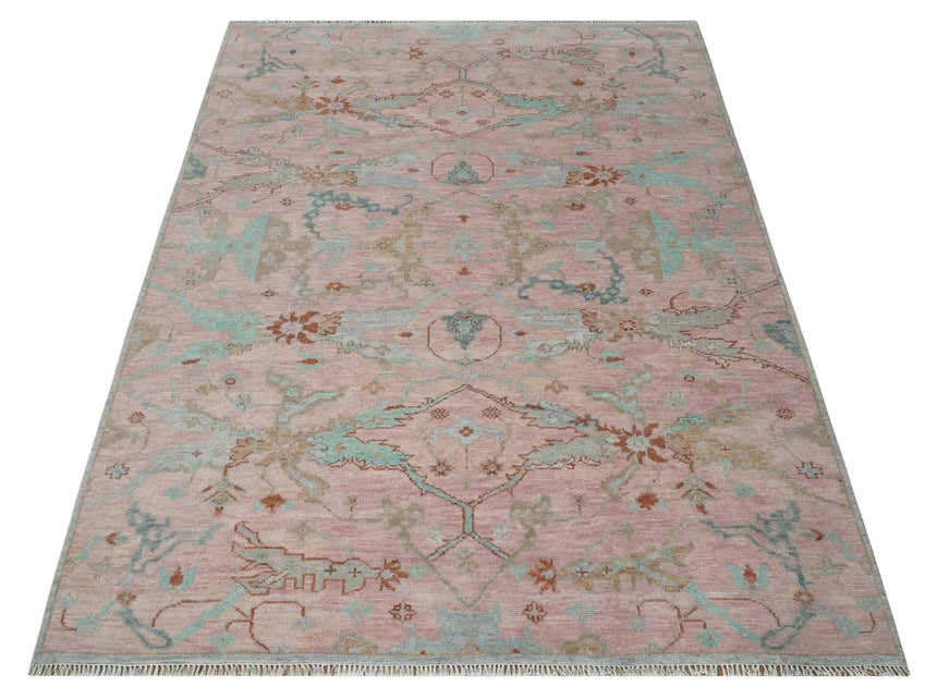 Hand Knotted Light Pink Oriental Oushak Multi Size Traditional Wool Area Rug, Living Room and Bedroom Rug