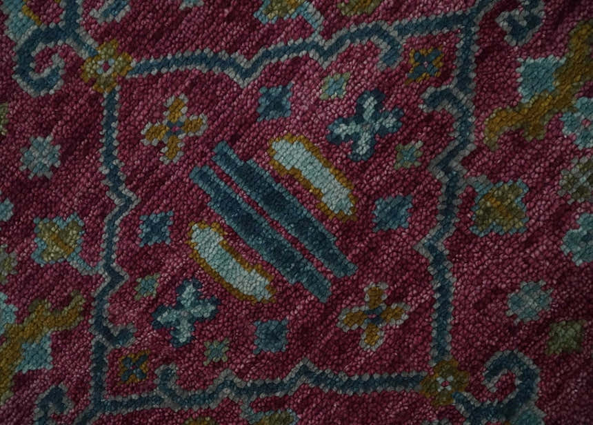 Hand Knotted Maroon and Gold Traditional Antique Style Wool Area Rug