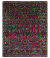 Hand Knotted Maroon and Gold Traditional Antique Style Wool Area Rug