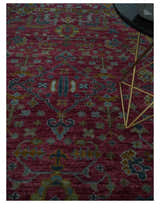 Hand Knotted Maroon and Gold Traditional Antique Style Wool Area Rug