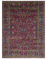 Hand Knotted Maroon and Gold Traditional Antique Style Wool Area Rug