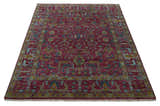 Hand Knotted Maroon and Gold Traditional Antique Style Wool Area Rug