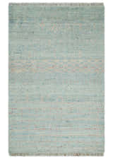 Hand Knotted Modern Abstract Blue and Peach Trellis Moroccan Made with Blended Wool Multi Size Area Rug