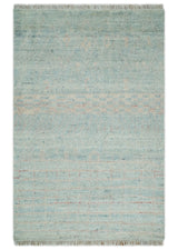 Hand Knotted Modern Abstract Blue and Peach Trellis Moroccan Made with Blended Wool Multi Size Area Rug