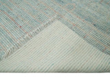 Hand Knotted Modern Abstract Blue and Peach Trellis Moroccan Made with Blended Wool Multi Size Area Rug
