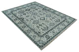 Hand Knotted Multi size Ivory, Silver and Charcoal Antique Turkish  Oushak Wool Area Rug