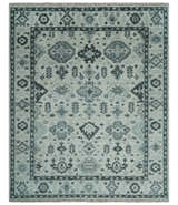 Hand Knotted Multi size Ivory, Silver and Charcoal Antique Turkish  Oushak Wool Area Rug