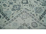 Hand Knotted Multi size Ivory, Silver and Charcoal Antique Turkish  Oushak Wool Area Rug