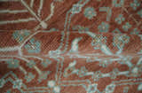 Hand knotted Multi Size Rust and Aqua Floral wool Area Rug