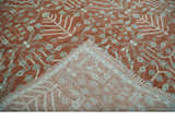 Hand knotted Multi Size Rust and Aqua Floral wool Area Rug