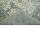Hand Knotted Oriental Oushak Ivory, Charcoal and Beige Wool Area Rug