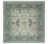 Hand Knotted Oriental Oushak Ivory, Charcoal and Beige Wool Area Rug