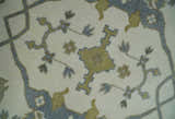 Hand Knotted Oriental Oushak Ivory, Charcoal and Beige Wool Area Rug