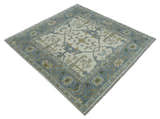 Hand Knotted Oriental Oushak Ivory, Charcoal and Beige Wool Area Rug
