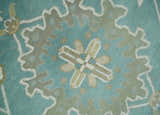 Hand Knotted Oriental Oushak Teal, Ivory and Beige Wool Area Rug