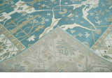 Hand Knotted Oriental Oushak Teal, Ivory and Beige Wool Area Rug