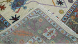 Hand Knotted Ivory, Gray and Blue Traditional Oushak Multi Size Wool Area Rug