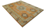 Hand Knotted Peach and Beige Traditional Southwestern Multi Size wool area rug