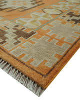 Hand Knotted Peach and Beige Traditional Southwestern Multi Size wool area rug