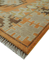 Hand Knotted Peach and Beige Traditional Southwestern Multi Size wool area rug