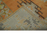 Hand Knotted Peach and Beige Traditional Southwestern Multi Size wool area rug