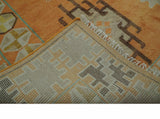 Hand Knotted Peach and Beige Traditional Southwestern Multi Size wool area rug