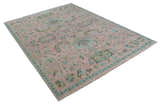 Hand Knotted Pink and Aqua Oriental Oushak Multi Size Traditional Wool Area Rug, Living Room and Bedroom Rug