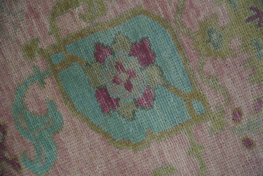 Hand Knotted Pink, Aqua and Purple Vibrant colorful Multi Size Oushak Wool Area Rug
