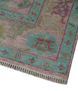 Hand Knotted Pink, Aqua and Purple Vibrant colorful Multi Size Oushak Wool Area Rug