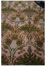 Hand Knotted Pink, Green and Beige Floral Traditional Antique Style Wool Area Rug