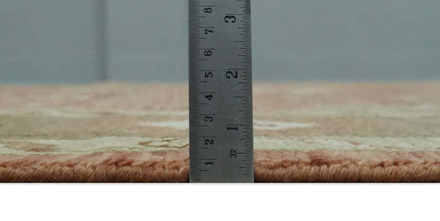 Hand Knotted Rust, Olive and Ivory Traditional Oushak Vintage Style Wool Rug