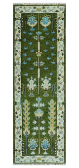 Hand Knotted Royal Green and Ivory Traditional Turkish Style Tree Of Life Multi Size Wool Area Rug