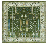 Hand Knotted Royal Green and Ivory Traditional Turkish Style Tree Of Life Multi Size Wool Area Rug