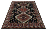 Hand Knotted Rust, Ivory and Black Traditional Heriz Wool Area Rug