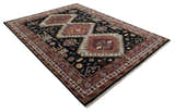 Hand Knotted Rust, Ivory and Black Traditional Heriz Wool Area Rug