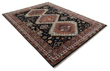 Hand Knotted Rust, Ivory and Black Traditional Heriz Wool Area Rug