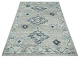 Hand Knotted Silver and Charcoal Traditional with Blended Custom Made Wool Rug