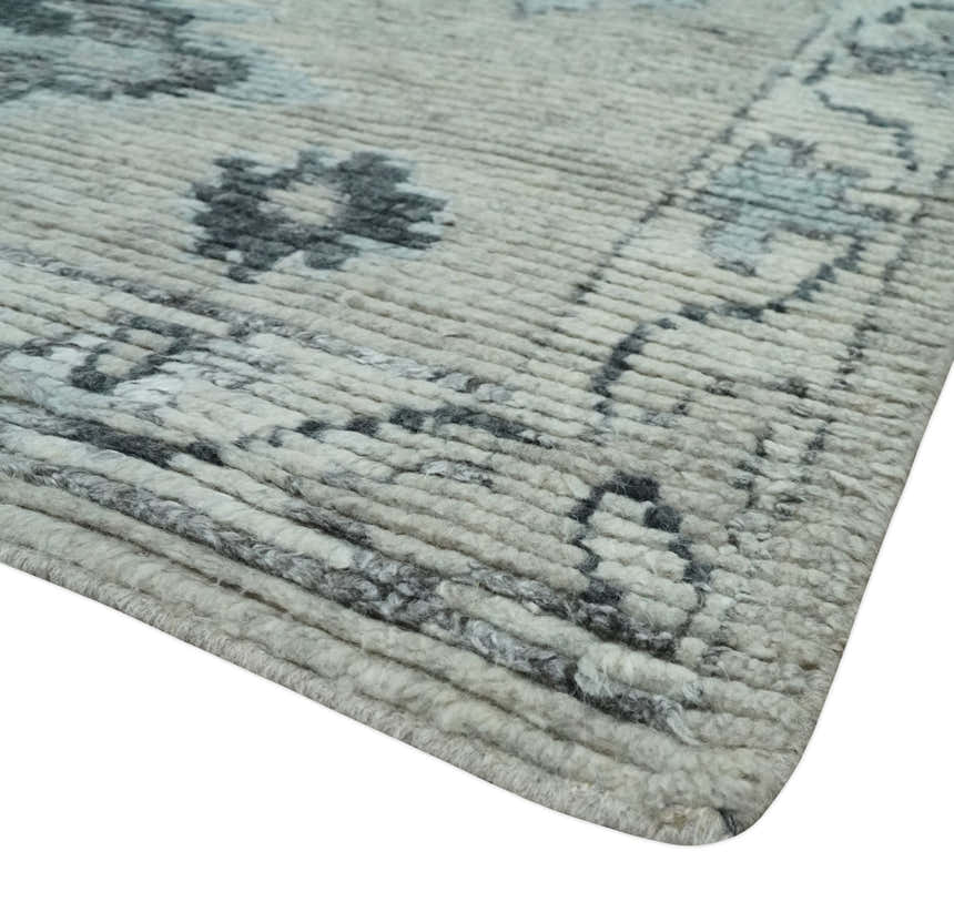 Hand Knotted Silver and Charcoal Traditional with Blended Custom Made Wool Rug