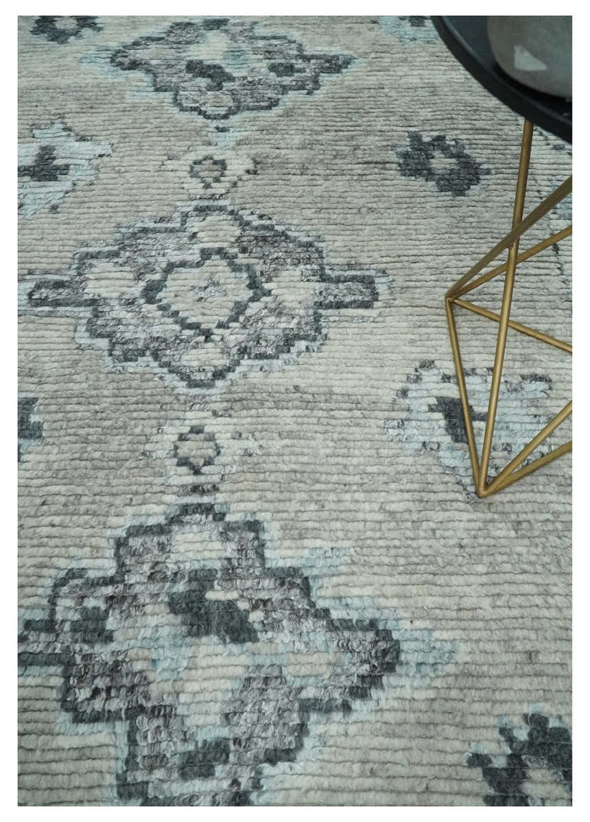 Hand Knotted Silver and Charcoal Traditional with Blended Custom Made Wool Rug