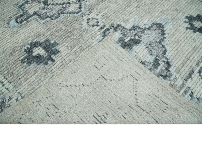 Hand Knotted Silver and Charcoal Traditional with Blended Custom Made Wool Rug