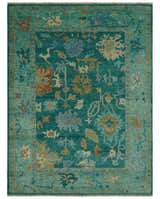 Hand Knotted Teal Traditional Oushak Multi size wool area rug