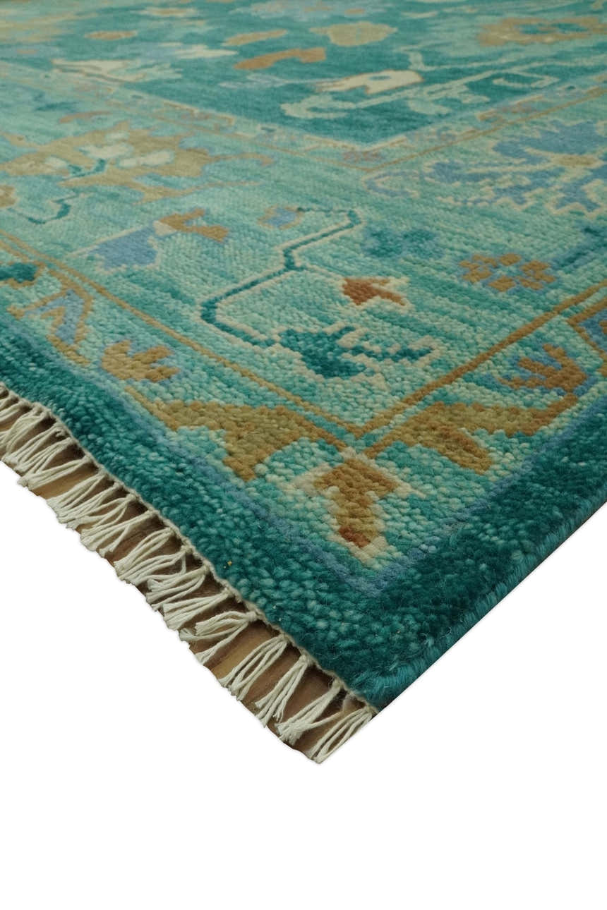 Hand Knotted Teal Traditional Oushak Multi size wool area rug