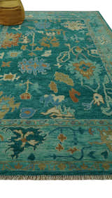 Hand Knotted Teal Traditional Oushak Multi size wool area rug