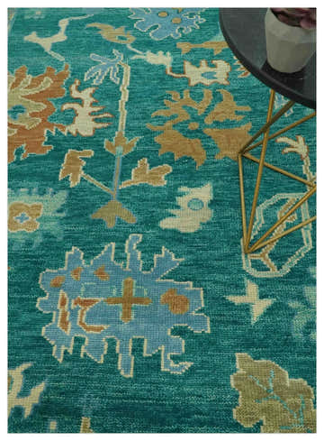 Hand Knotted Teal Traditional Oushak Multi size wool area rug