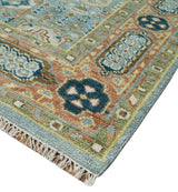 Rust and Blue Hand Knotted traditional Antique look Turkish Mamluk Living Room Multi Size wool Area Rug